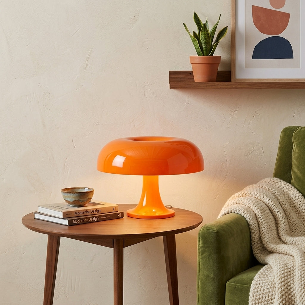 Luminária de Mesa Cogumelo Decorativa com silhueta arredondada
