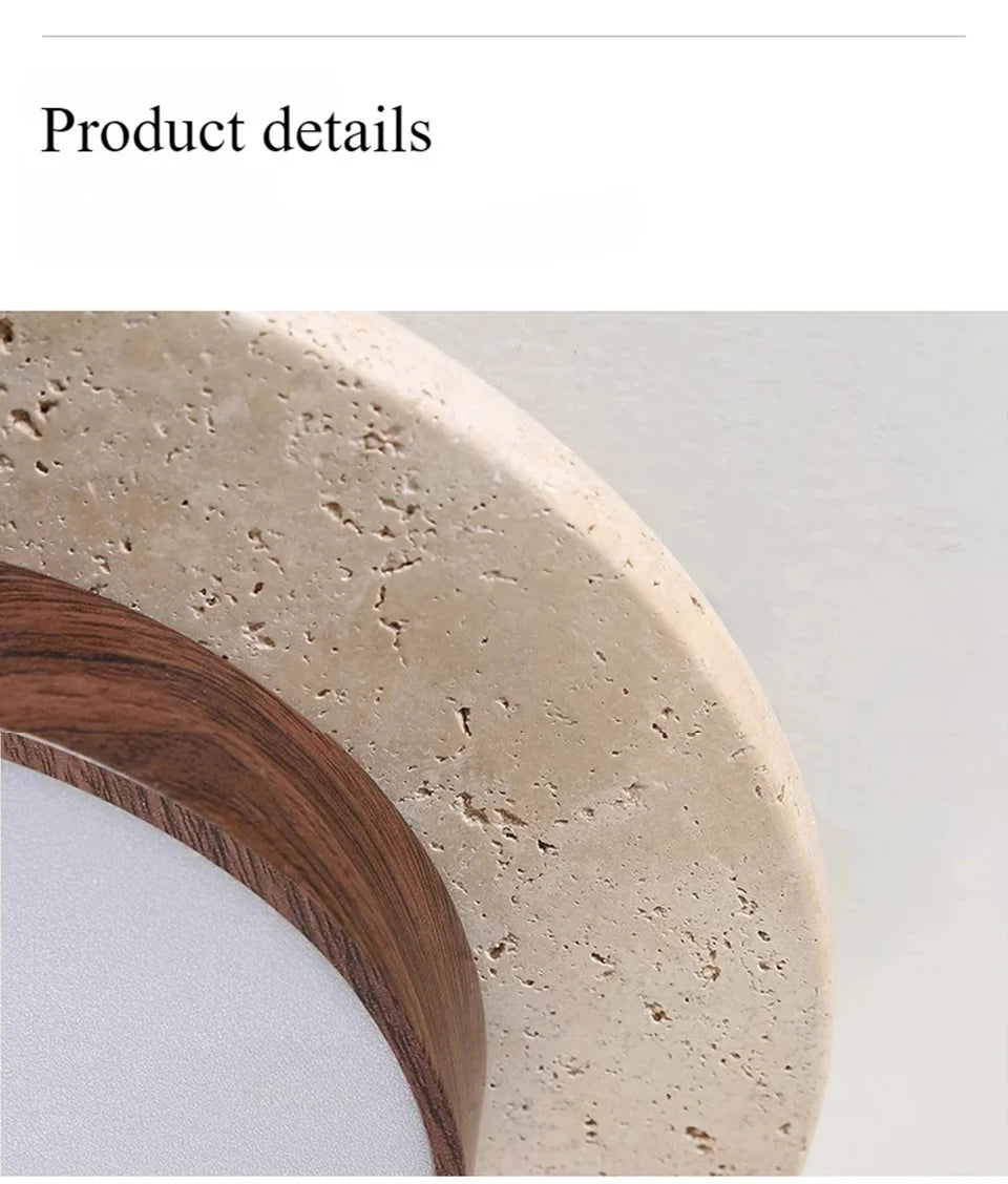Plafon de Teto Minimalista Estilo Japonês Travertino e Madeira