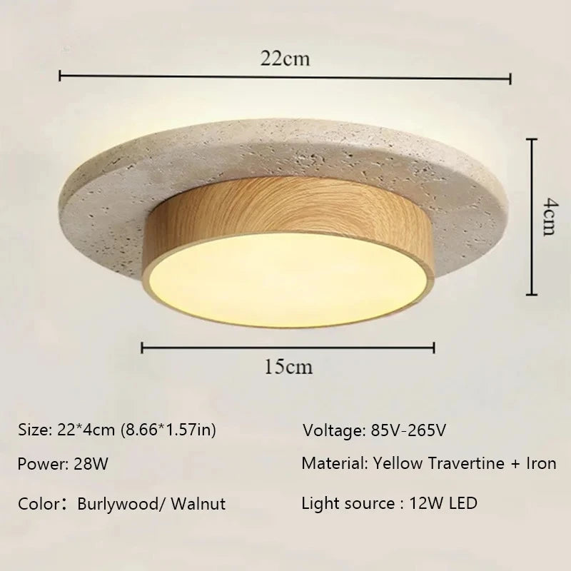 Plafon de Teto Minimalista Estilo Japonês Travertino e Madeira