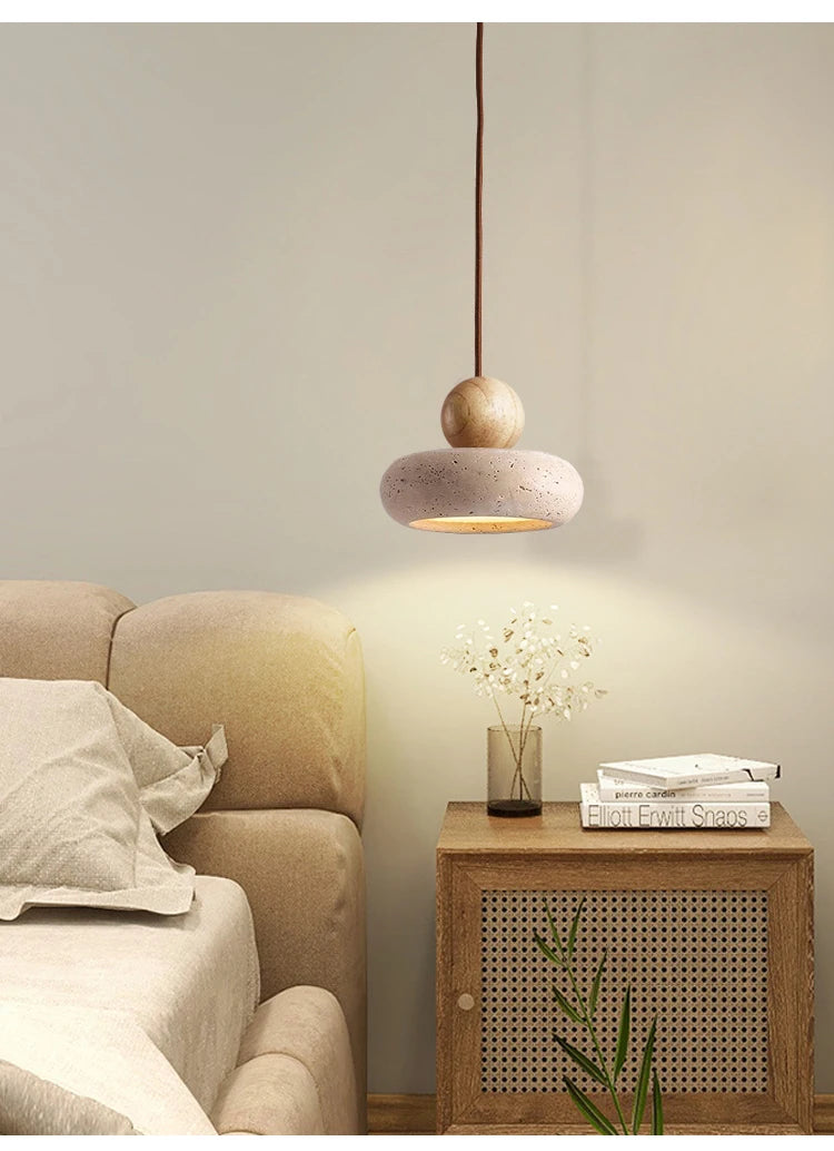 Vintage Pendant Light with Natural Yellow Agate Stone, Perfect for Bedroom or Restaurant