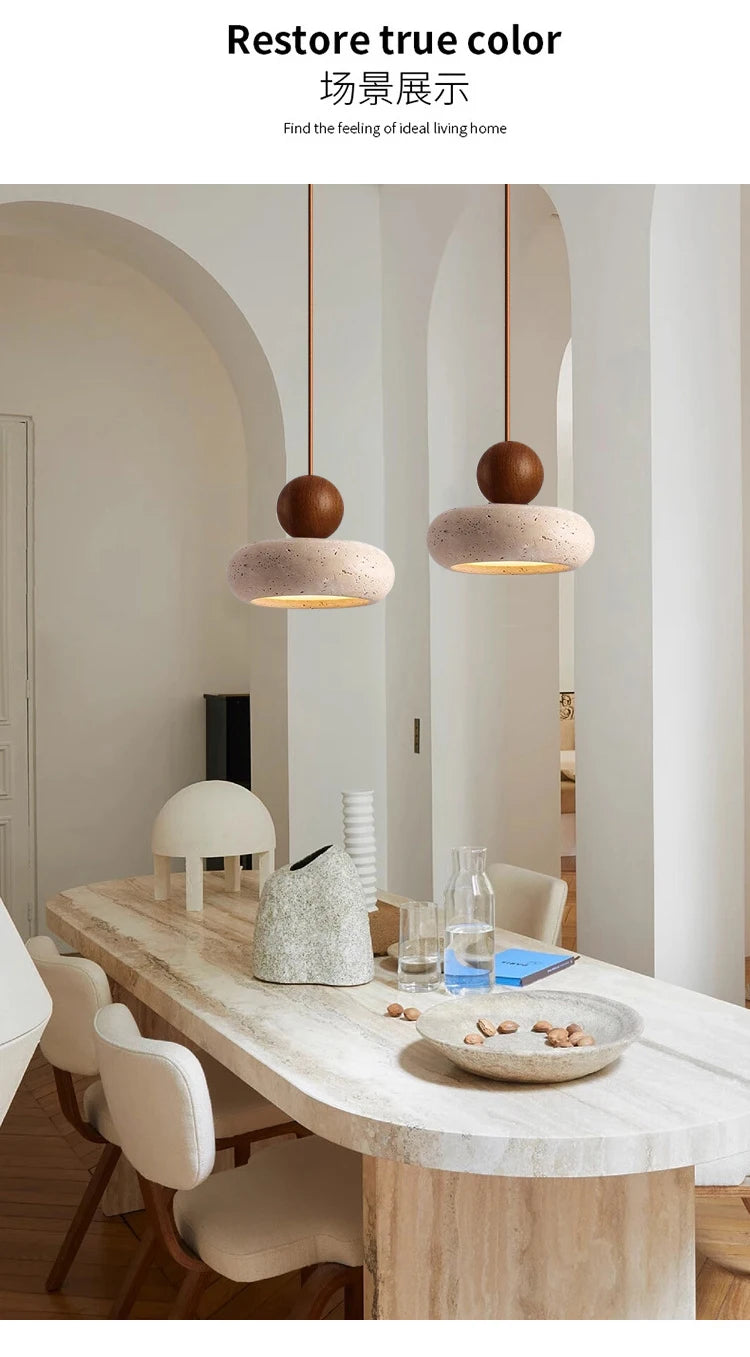Vintage Pendant Light with Natural Yellow Agate Stone, Perfect for Bedroom or Restaurant