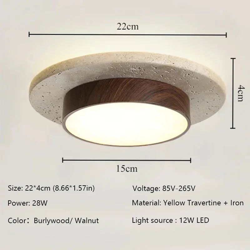 Plafon de Teto Minimalista Estilo Japonês Travertino e Madeira