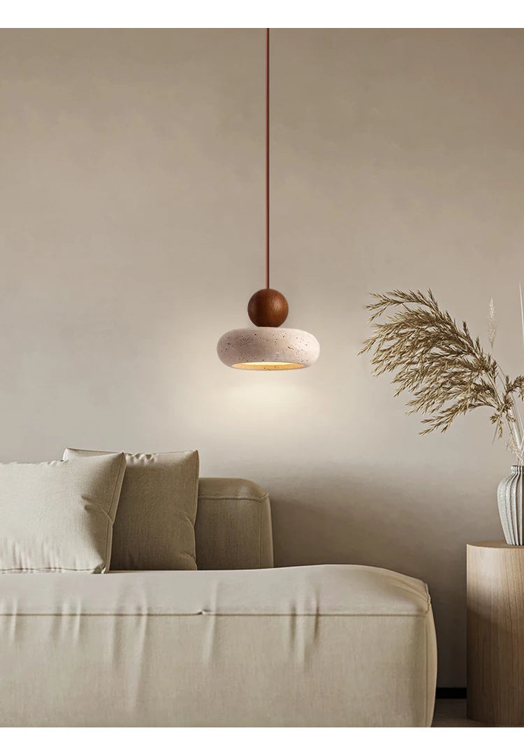 Vintage Pendant Light with Natural Yellow Agate Stone, Perfect for Bedroom or Restaurant