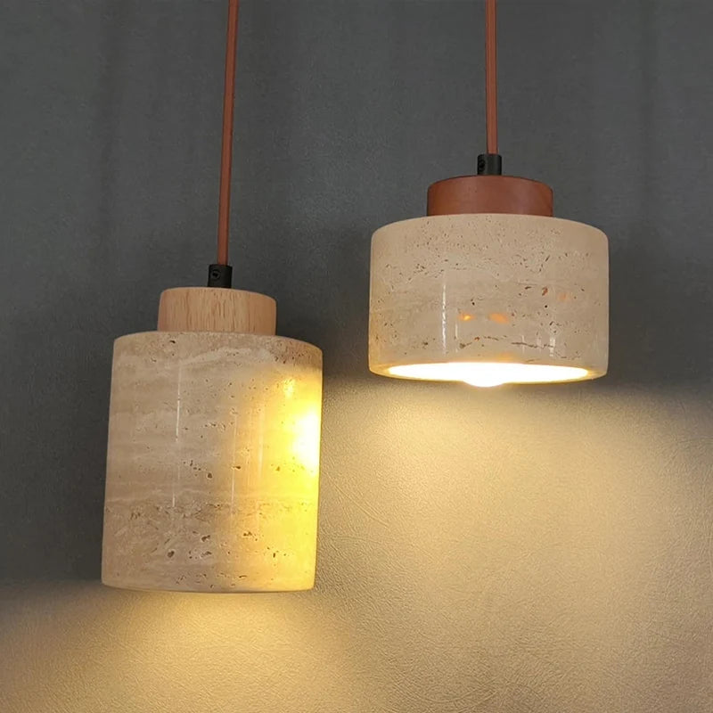 Japanese Modern Designer Wabi-Sabai Bedroom Bedside Lighting Bar B&B Yellow Cave Stone Chandelier Bedside Hanging Wire Lamp
