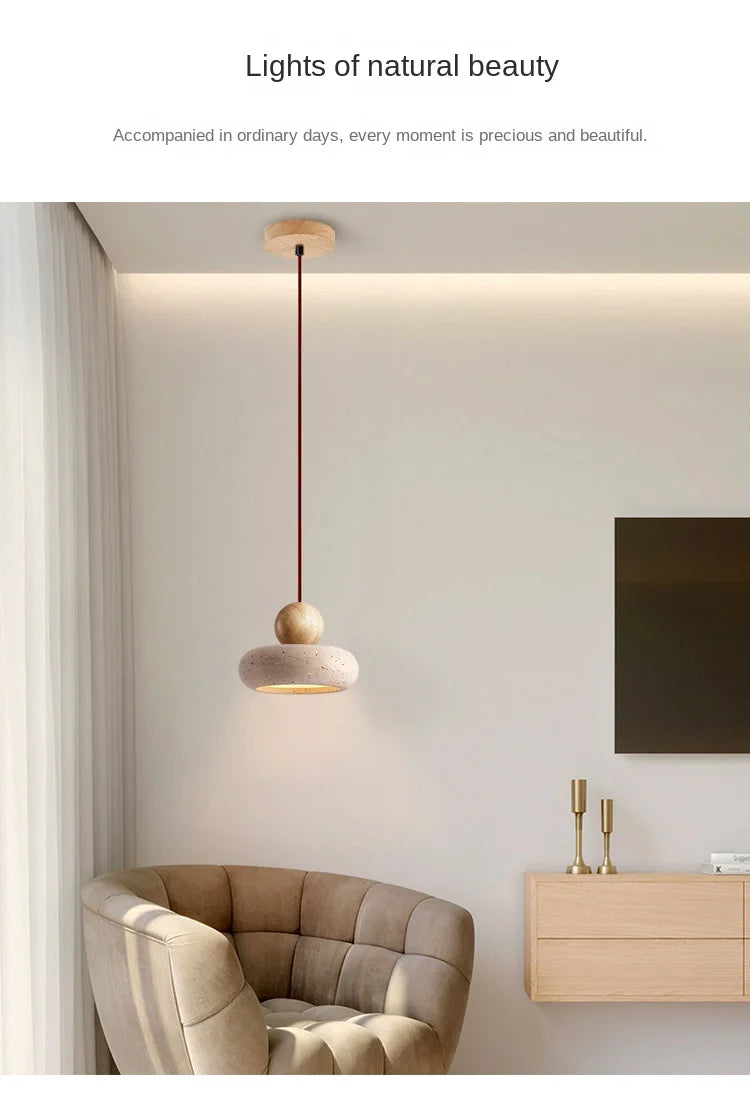 Vintage Pendant Light with Natural Yellow Agate Stone, Perfect for Bedroom or Restaurant