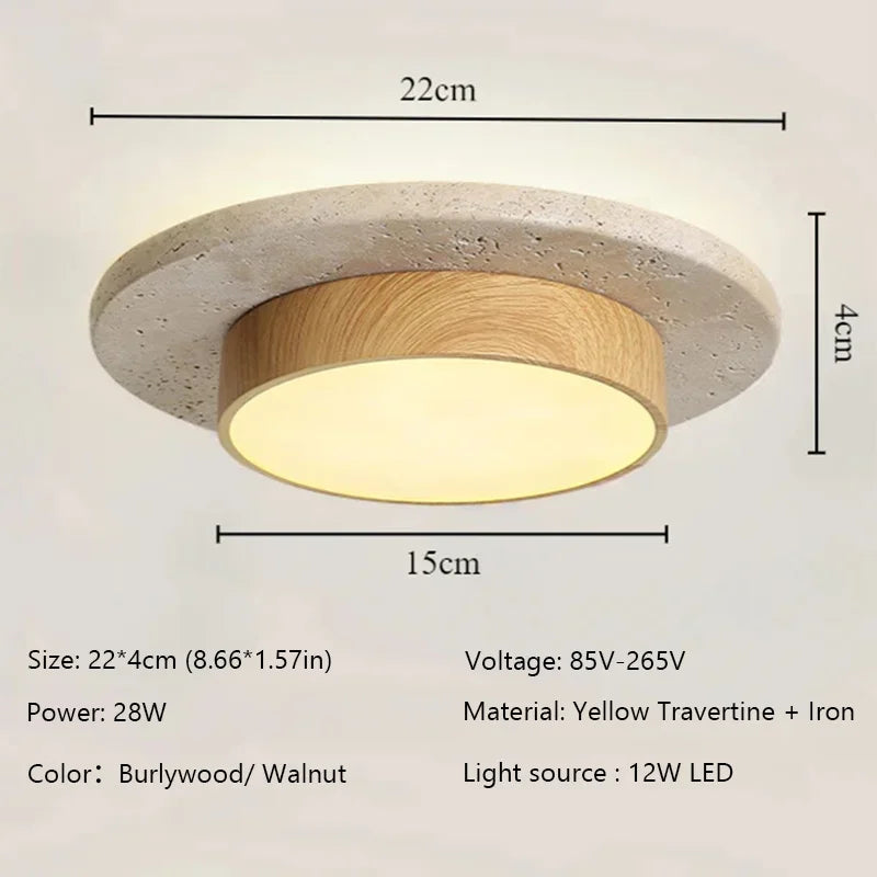 Plafon de Teto Minimalista Estilo Japonês Travertino e Madeira