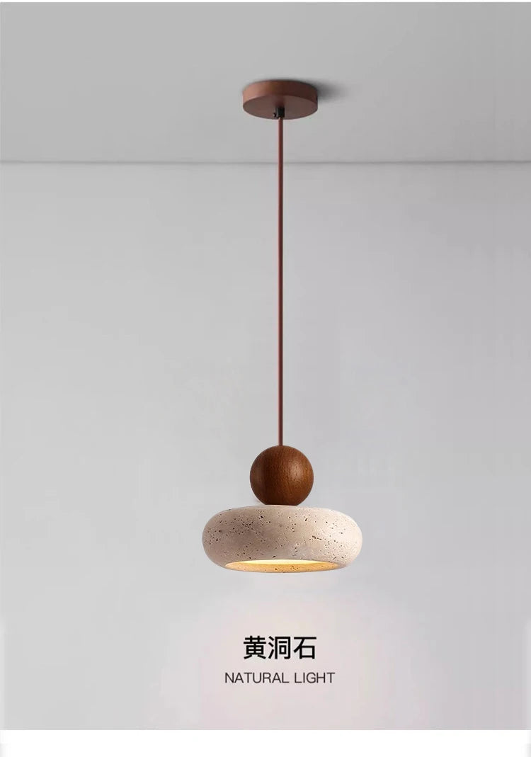Vintage Pendant Light with Natural Yellow Agate Stone, Perfect for Bedroom or Restaurant